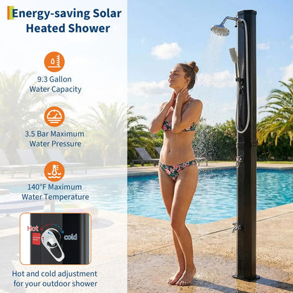 Solstice 9.3 Gal Solar Heated Pool Shower - Freestanding Outdoor Kit