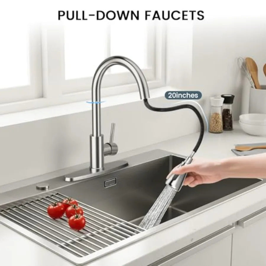 High Arc Stainless Steel Pull Down Kitchen Faucet