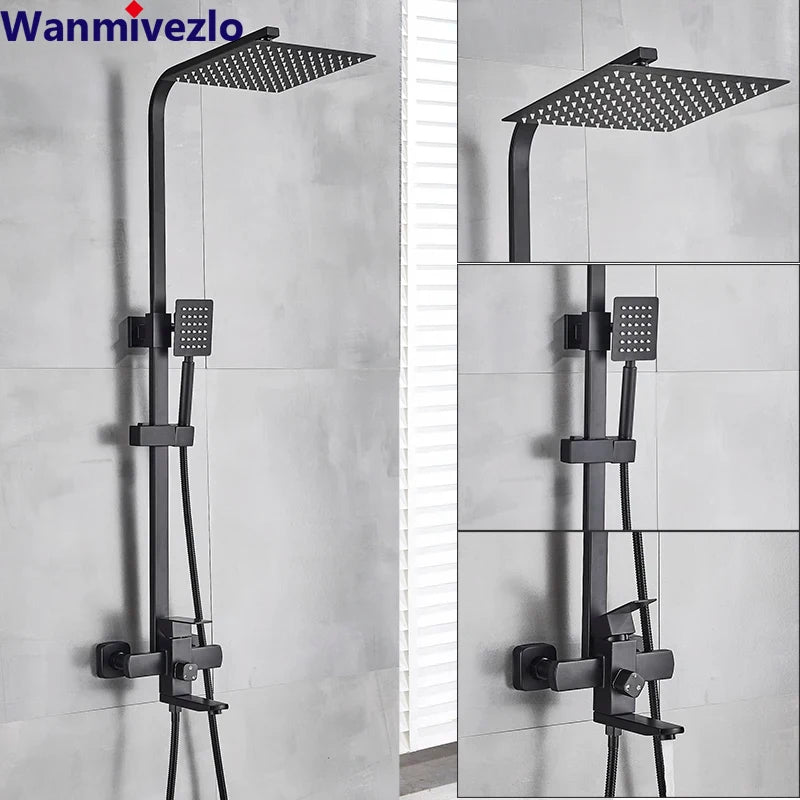 8-Inch Rainfall Shower Set with Wall Mounted Tub Spout