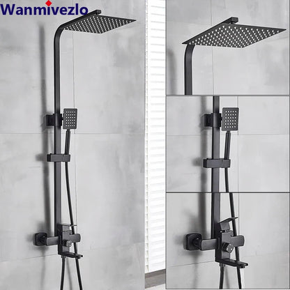 8-Inch Rainfall Shower Set with Wall Mounted Tub Spout