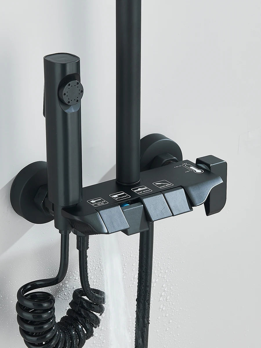 Piano 4-Way Luxury Shower System - Rain Shower & Bidet Faucet Kit