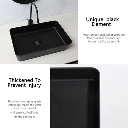 22-Inch Stone Resin Rectangle Vessel Sink with Faucet
