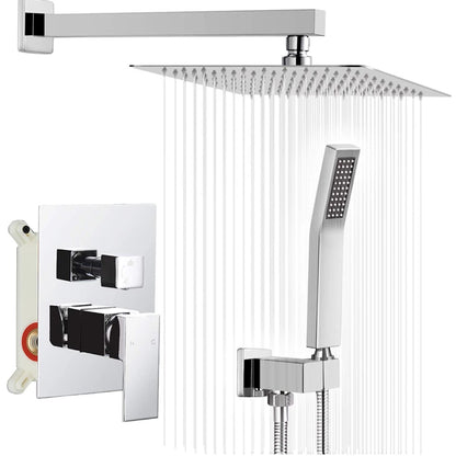 AuraStream - Chrome Concealed Rainfall Shower System with Handheld