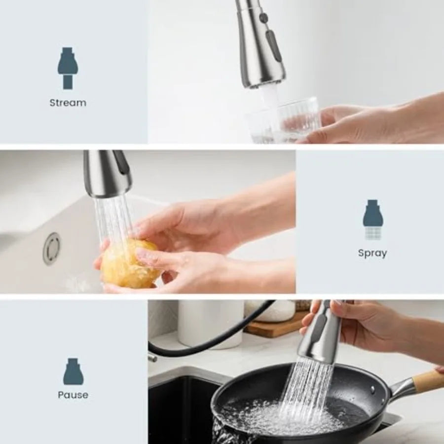 High Arc Stainless Steel Pull Down Kitchen Faucet