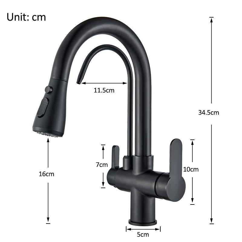 3-Way Filtered Kitchen Faucet with Pull-Out Spray