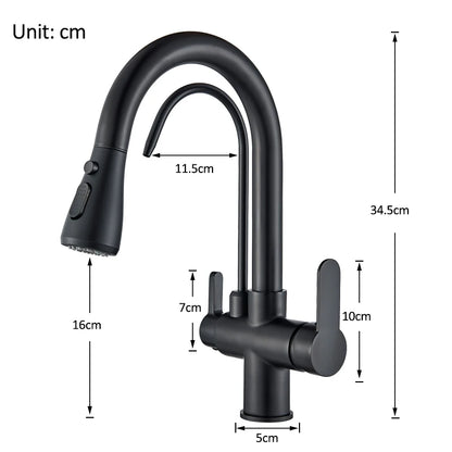 3-Way Filtered Kitchen Faucet with Pull-Out Spray