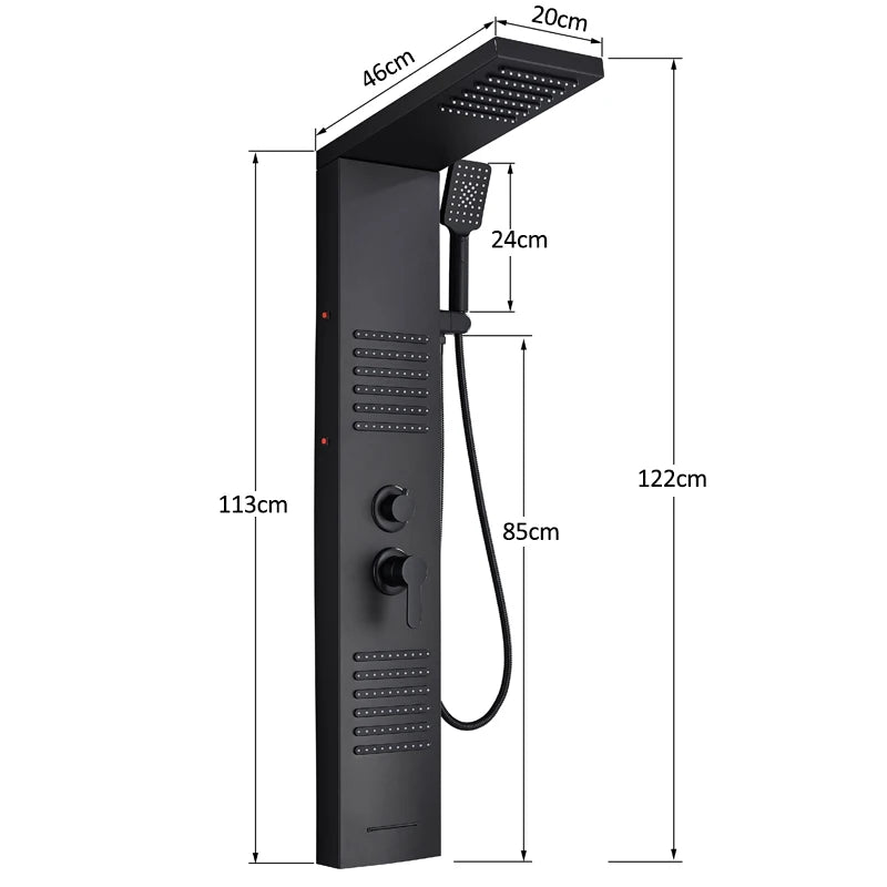 AuraLux LED Shower Panel Tower - Rain & Waterfall Massage Column