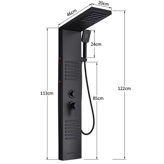 AuraLux LED Shower Panel Tower - Rain & Waterfall Massage Column