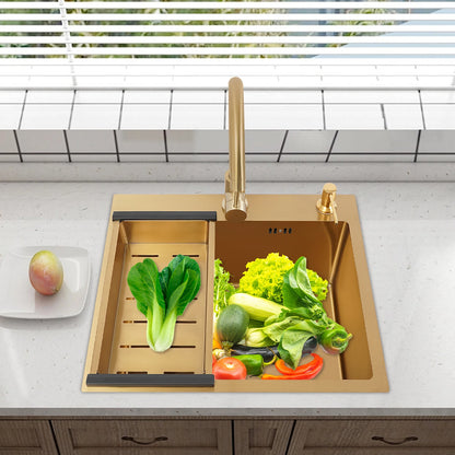 Gold Stainless Steel Single Bowl Kitchen Sink Set