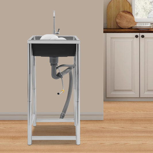 Freestanding Stainless Steel Utility Sink with Faucet