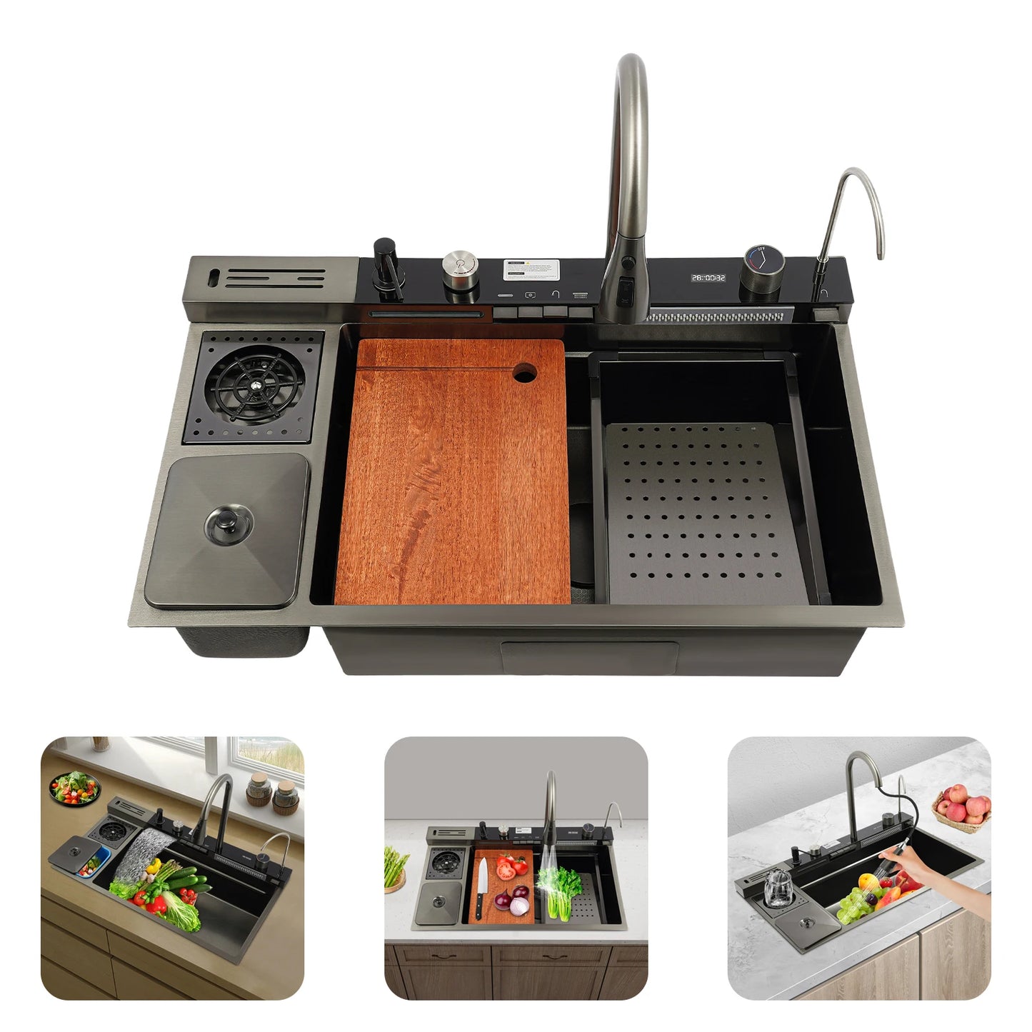 Digital Single Bowl Stainless Steel Kitchen Sink Set