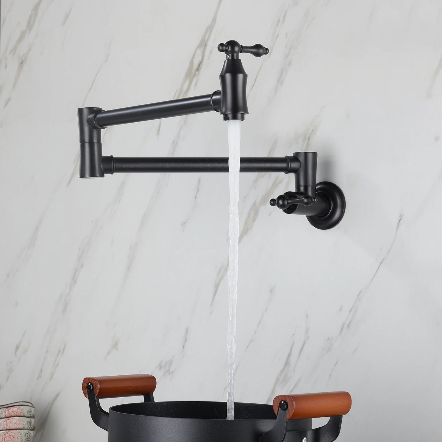 Wall Mounted Pot Filler - Foldable Swing Arm Kitchen Faucet